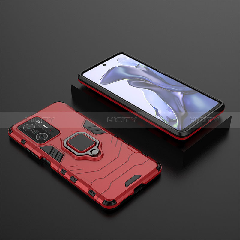 Funda Bumper Silicona y Plastico Mate Carcasa con Magnetico Anillo de dedo Soporte KC1 para Xiaomi Mi 11T Pro 5G