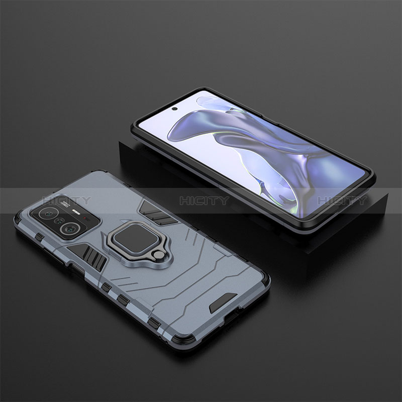 Funda Bumper Silicona y Plastico Mate Carcasa con Magnetico Anillo de dedo Soporte KC1 para Xiaomi Mi 11T Pro 5G