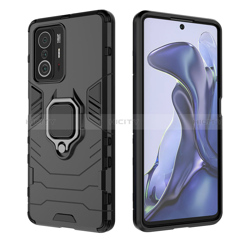 Funda Bumper Silicona y Plastico Mate Carcasa con Magnetico Anillo de dedo Soporte KC1 para Xiaomi Mi 11T Pro 5G