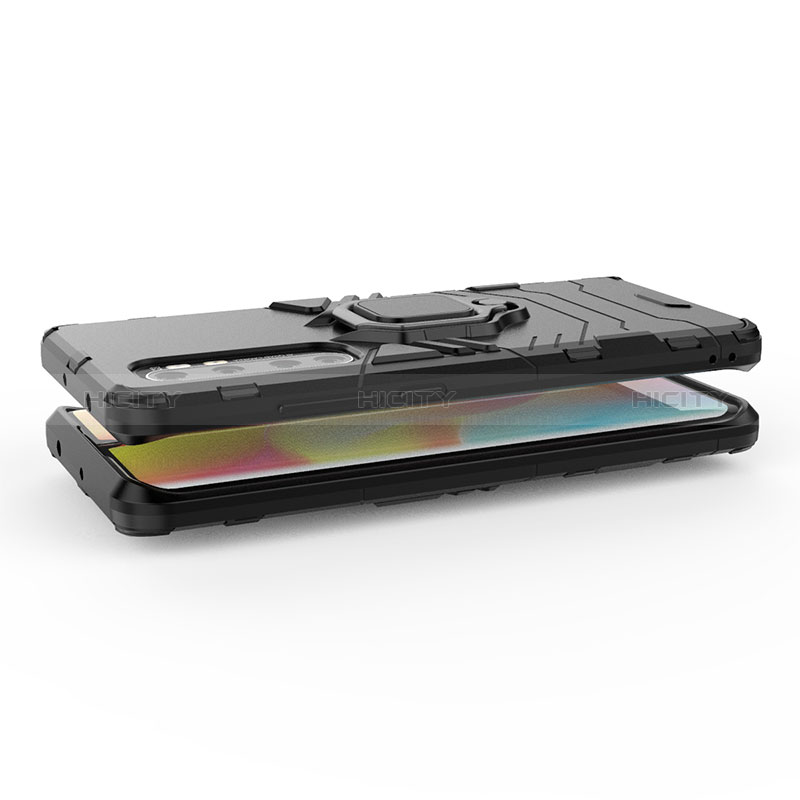 Funda Bumper Silicona y Plastico Mate Carcasa con Magnetico Anillo de dedo Soporte KC1 para Xiaomi Mi Note 10 Lite