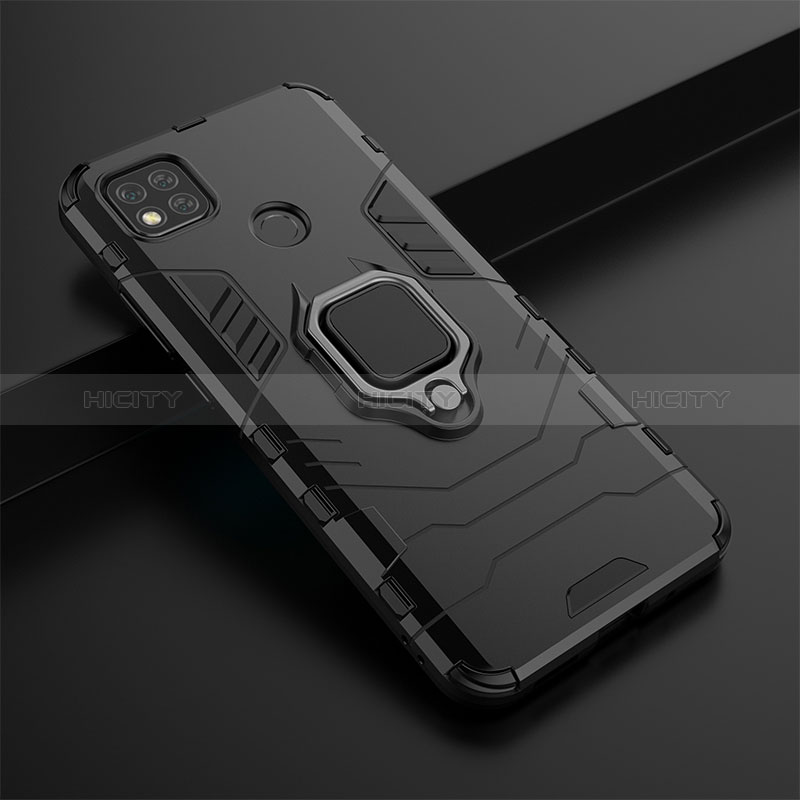 Funda Bumper Silicona y Plastico Mate Carcasa con Magnetico Anillo de dedo Soporte KC1 para Xiaomi POCO C31