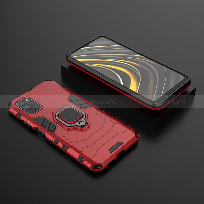 Funda Bumper Silicona y Plastico Mate Carcasa con Magnetico Anillo de dedo Soporte KC1 para Xiaomi Poco M3