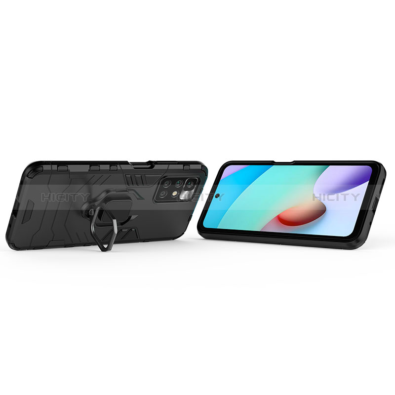 Funda Bumper Silicona y Plastico Mate Carcasa con Magnetico Anillo de dedo Soporte KC1 para Xiaomi Redmi 10 4G