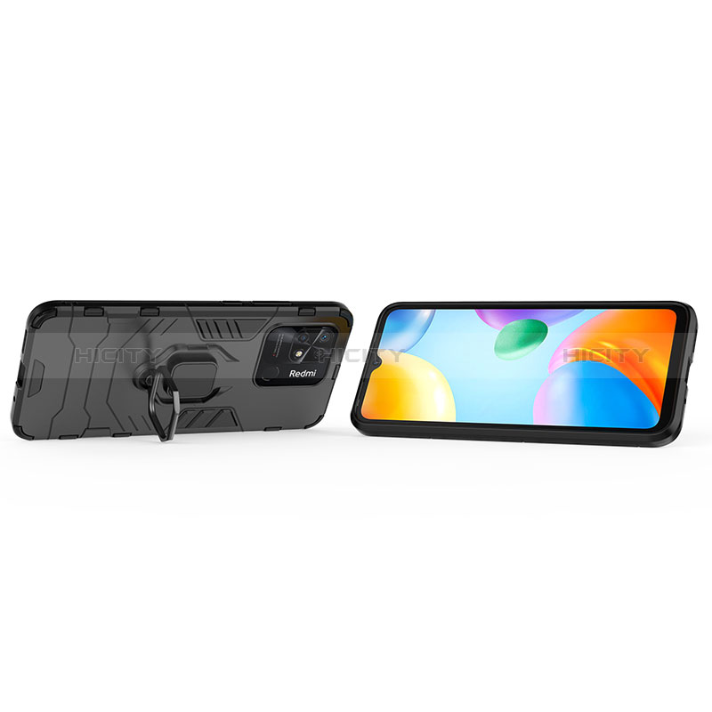 Funda Bumper Silicona y Plastico Mate Carcasa con Magnetico Anillo de dedo Soporte KC1 para Xiaomi Redmi 10C 4G