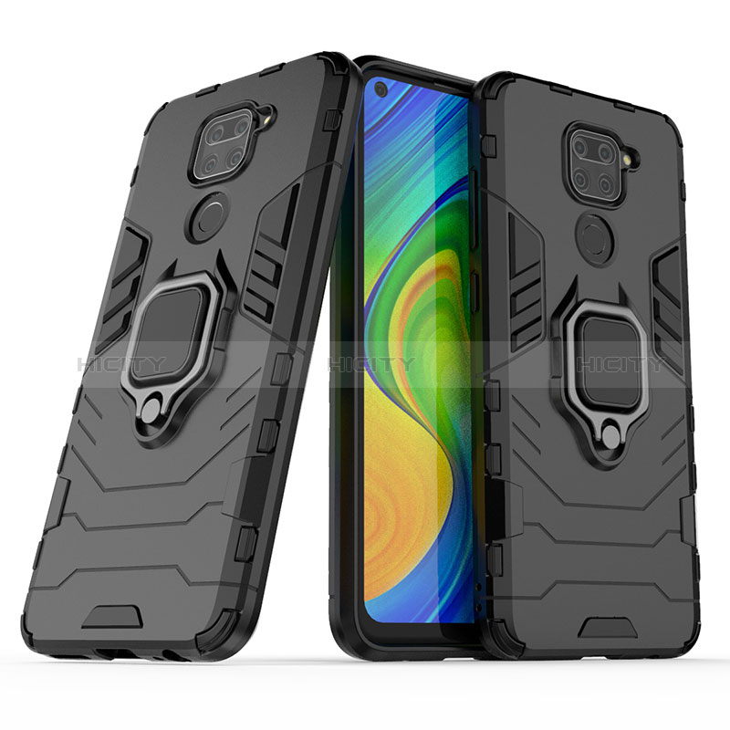 Funda Bumper Silicona y Plastico Mate Carcasa con Magnetico Anillo de dedo Soporte KC1 para Xiaomi Redmi 10X 4G