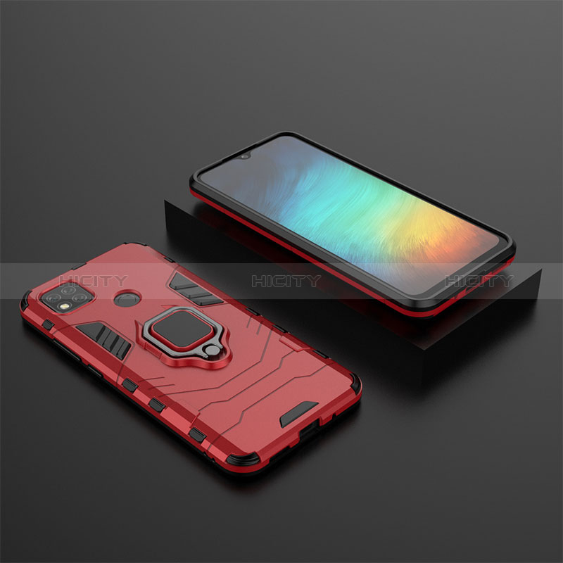 Funda Bumper Silicona y Plastico Mate Carcasa con Magnetico Anillo de dedo Soporte KC1 para Xiaomi Redmi 9 India