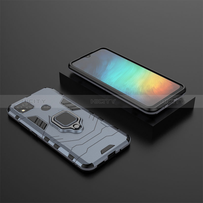 Funda Bumper Silicona y Plastico Mate Carcasa con Magnetico Anillo de dedo Soporte KC1 para Xiaomi Redmi 9 India