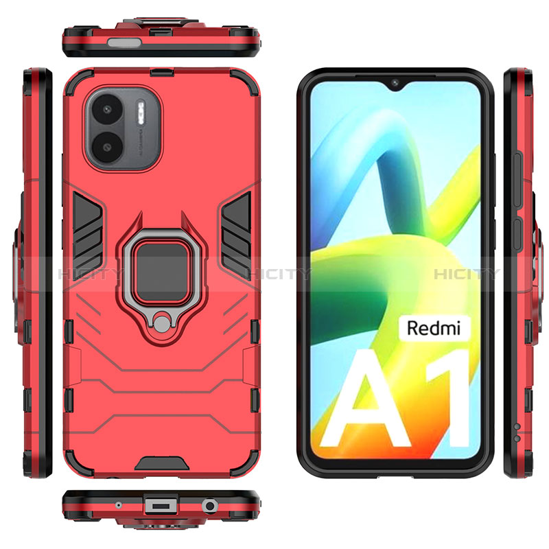 Funda Bumper Silicona y Plastico Mate Carcasa con Magnetico Anillo de dedo Soporte KC1 para Xiaomi Redmi A2