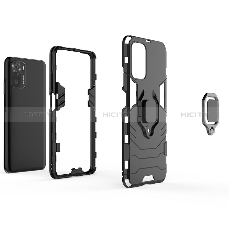 Funda Bumper Silicona y Plastico Mate Carcasa con Magnetico Anillo de dedo Soporte KC1 para Xiaomi Redmi Note 10S 4G