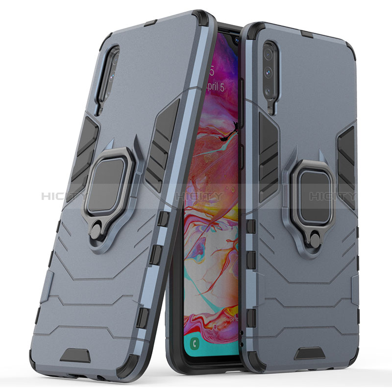 Funda Bumper Silicona y Plastico Mate Carcasa con Magnetico Anillo de dedo Soporte KC2 para Samsung Galaxy A70