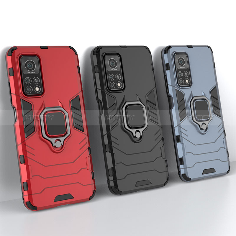 Funda Bumper Silicona y Plastico Mate Carcasa con Magnetico Anillo de dedo Soporte KC2 para Xiaomi Mi 10T 5G