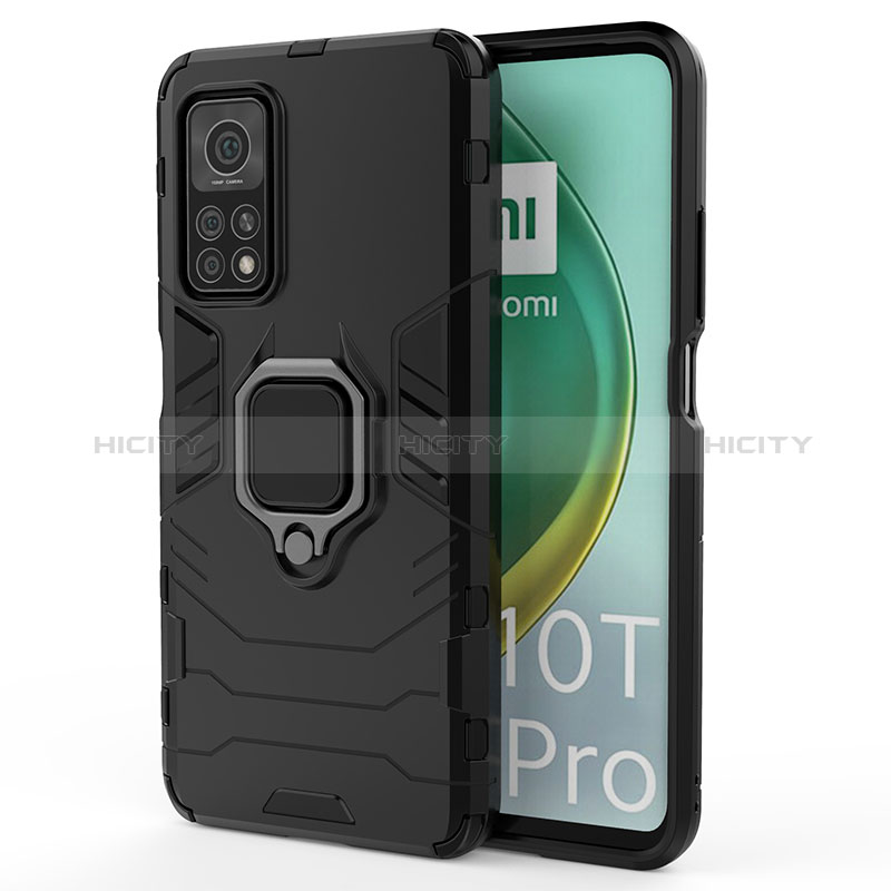 Funda Bumper Silicona y Plastico Mate Carcasa con Magnetico Anillo de dedo Soporte KC2 para Xiaomi Mi 10T Pro 5G