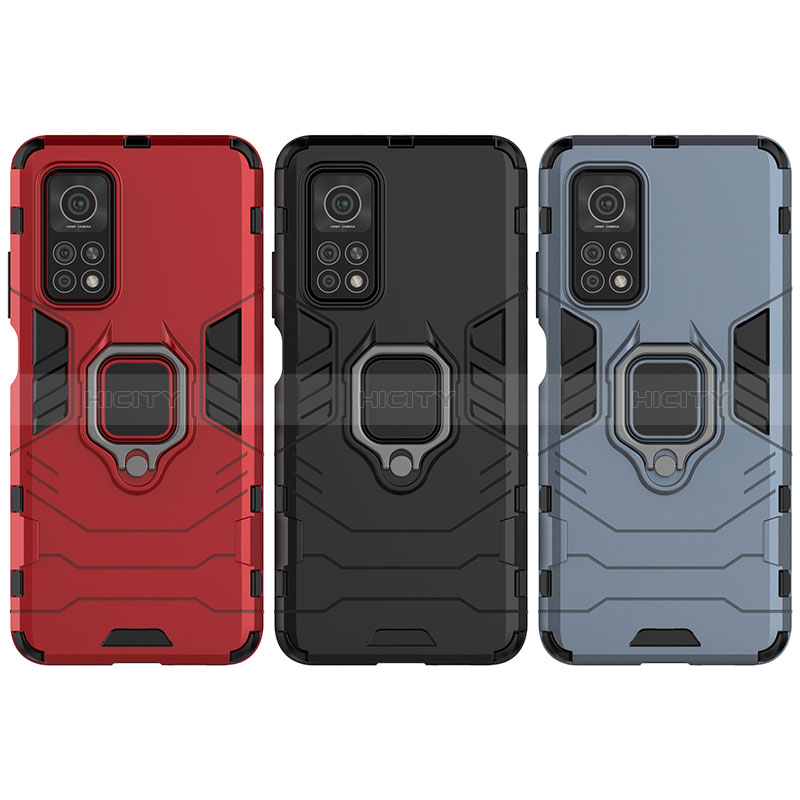 Funda Bumper Silicona y Plastico Mate Carcasa con Magnetico Anillo de dedo Soporte KC2 para Xiaomi Mi 10T Pro 5G