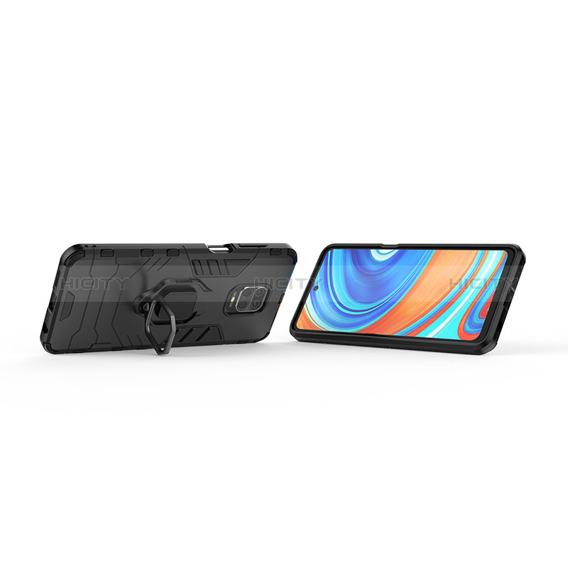 Funda Bumper Silicona y Plastico Mate Carcasa con Magnetico Anillo de dedo Soporte KC2 para Xiaomi Poco M2 Pro