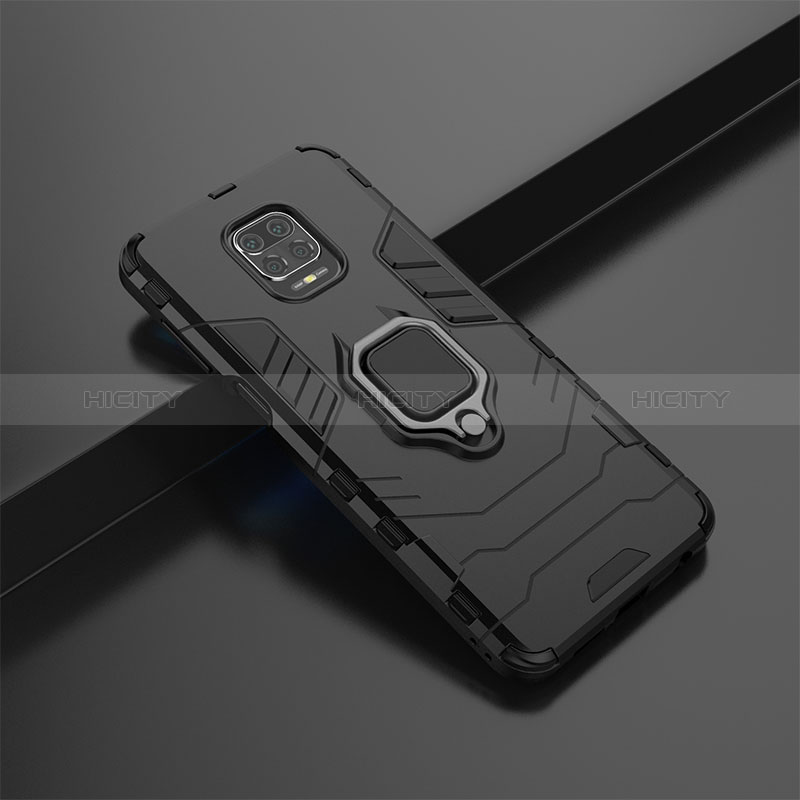 Funda Bumper Silicona y Plastico Mate Carcasa con Magnetico Anillo de dedo Soporte KC2 para Xiaomi Poco M2 Pro