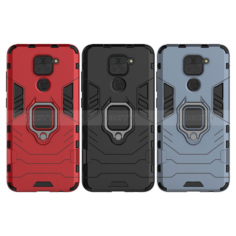 Funda Bumper Silicona y Plastico Mate Carcasa con Magnetico Anillo de dedo Soporte KC2 para Xiaomi Redmi 10X 4G