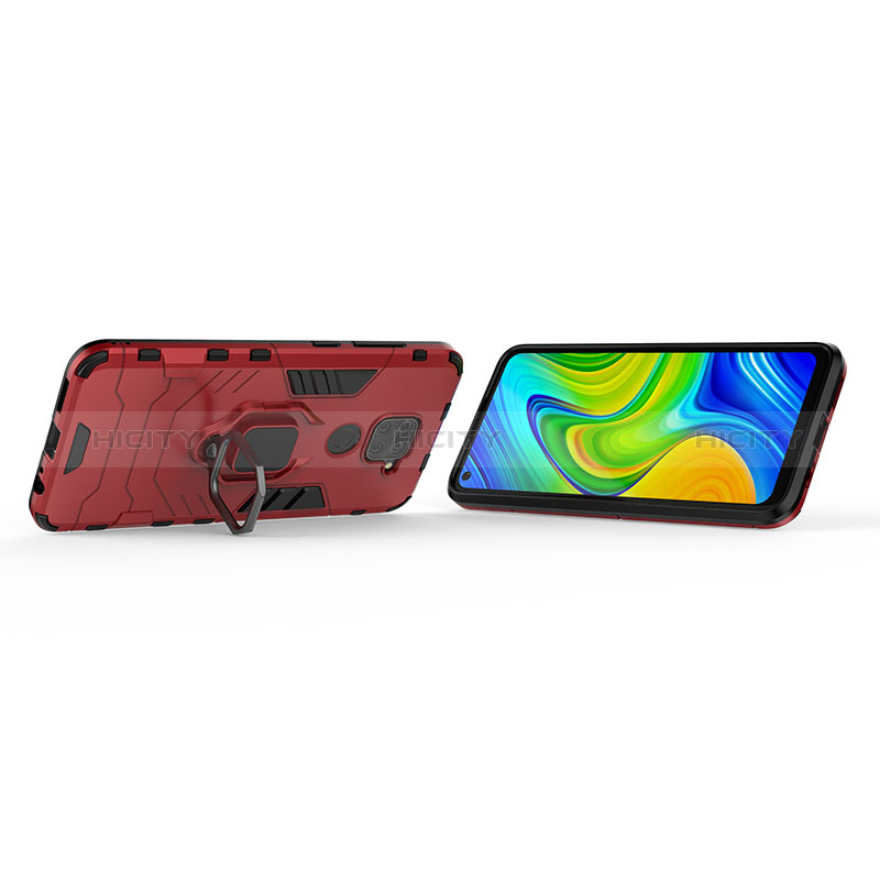 Funda Bumper Silicona y Plastico Mate Carcasa con Magnetico Anillo de dedo Soporte KC2 para Xiaomi Redmi 10X 4G
