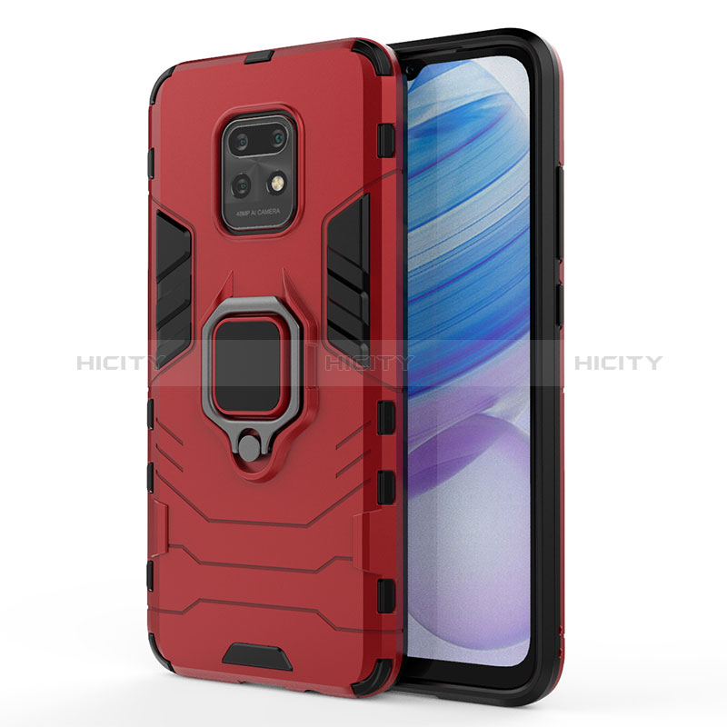 Funda Bumper Silicona y Plastico Mate Carcasa con Magnetico Anillo de dedo Soporte KC2 para Xiaomi Redmi 10X Pro 5G