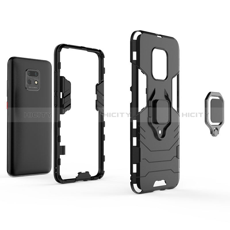 Funda Bumper Silicona y Plastico Mate Carcasa con Magnetico Anillo de dedo Soporte KC2 para Xiaomi Redmi 10X Pro 5G