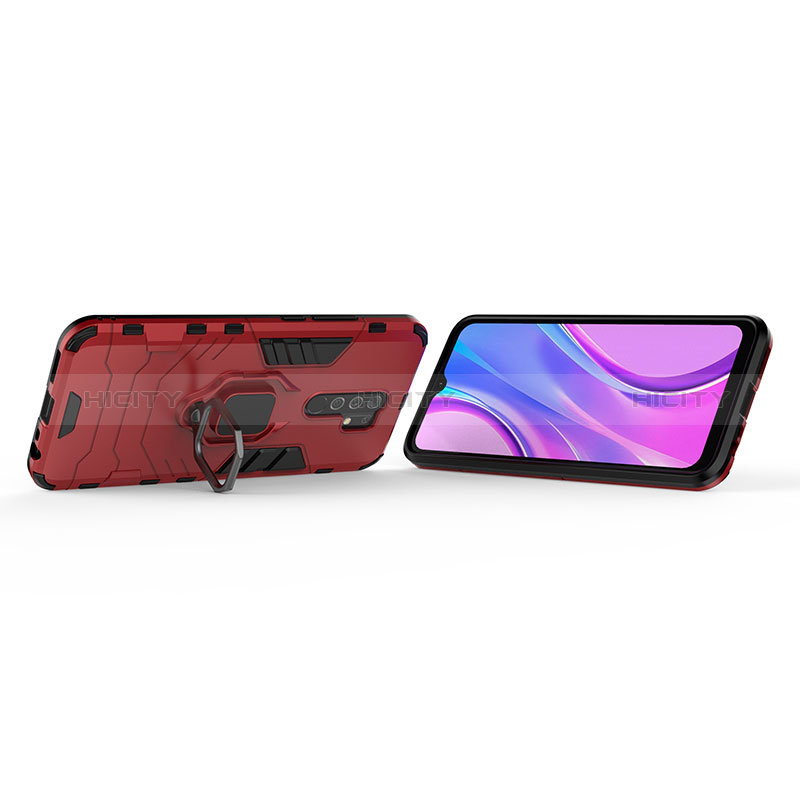 Funda Bumper Silicona y Plastico Mate Carcasa con Magnetico Anillo de dedo Soporte KC2 para Xiaomi Redmi 9