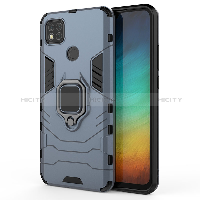 Funda Bumper Silicona y Plastico Mate Carcasa con Magnetico Anillo de dedo Soporte KC2 para Xiaomi Redmi 9 India