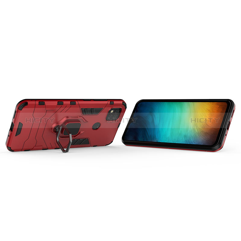 Funda Bumper Silicona y Plastico Mate Carcasa con Magnetico Anillo de dedo Soporte KC2 para Xiaomi Redmi 9 India