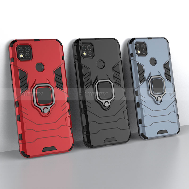 Funda Bumper Silicona y Plastico Mate Carcasa con Magnetico Anillo de dedo Soporte KC2 para Xiaomi Redmi 9 India