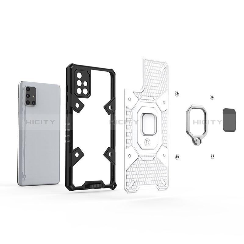 Funda Bumper Silicona y Plastico Mate Carcasa con Magnetico Anillo de dedo Soporte KC3 para Samsung Galaxy A71 5G