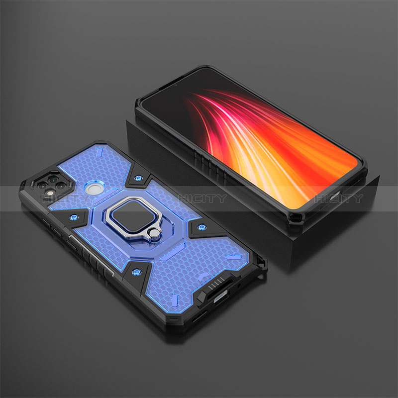 Funda Bumper Silicona y Plastico Mate Carcasa con Magnetico Anillo de dedo Soporte KC3 para Xiaomi Redmi 9 India