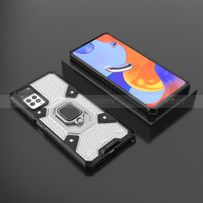 Funda Bumper Silicona y Plastico Mate Carcasa con Magnetico Anillo de dedo Soporte KC3 para Xiaomi Redmi Note 11 Pro 5G