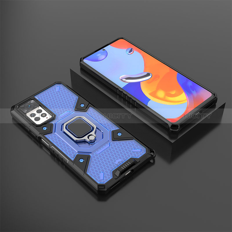 Funda Bumper Silicona y Plastico Mate Carcasa con Magnetico Anillo de dedo Soporte KC3 para Xiaomi Redmi Note 11 Pro 5G