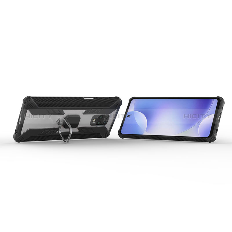 Funda Bumper Silicona y Plastico Mate Carcasa con Magnetico Anillo de dedo Soporte KC3 para Xiaomi Redmi Note 9 Pro