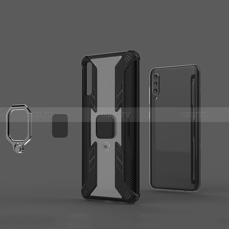 Funda Bumper Silicona y Plastico Mate Carcasa con Magnetico Anillo de dedo Soporte KC4 para Samsung Galaxy A50