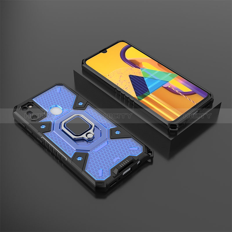 Funda Bumper Silicona y Plastico Mate Carcasa con Magnetico Anillo de dedo Soporte KC4 para Samsung Galaxy M30s