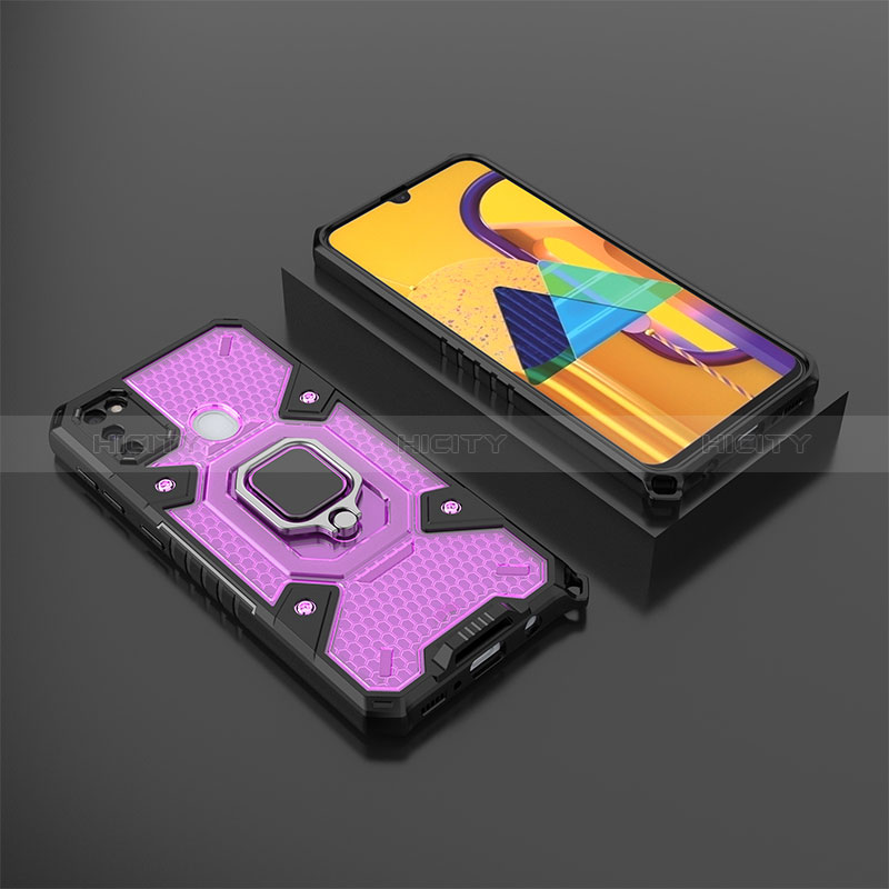 Funda Bumper Silicona y Plastico Mate Carcasa con Magnetico Anillo de dedo Soporte KC4 para Samsung Galaxy M30s