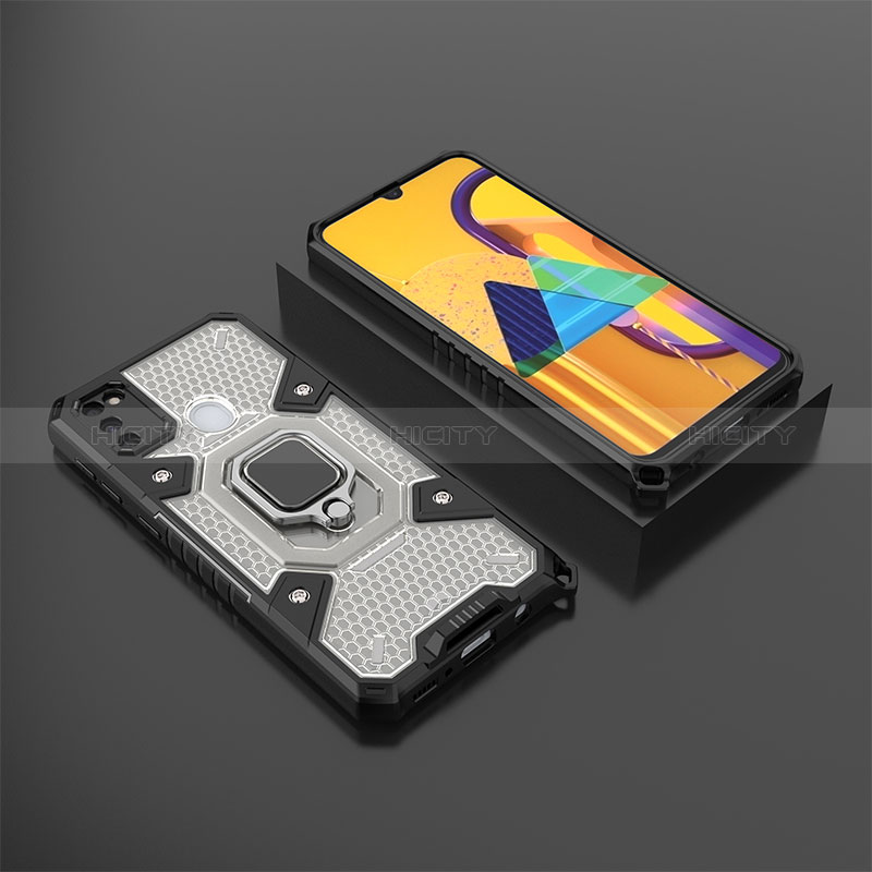 Funda Bumper Silicona y Plastico Mate Carcasa con Magnetico Anillo de dedo Soporte KC4 para Samsung Galaxy M30s