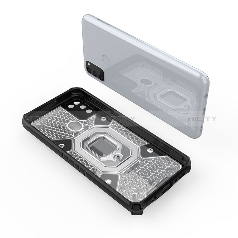 Funda Bumper Silicona y Plastico Mate Carcasa con Magnetico Anillo de dedo Soporte KC4 para Samsung Galaxy M30s