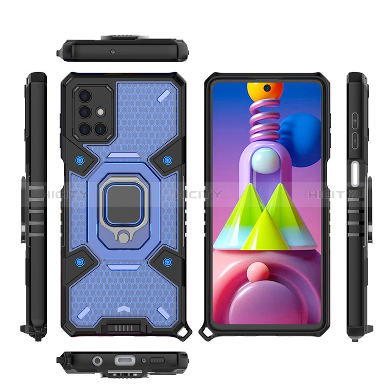 Funda Bumper Silicona y Plastico Mate Carcasa con Magnetico Anillo de dedo Soporte KC4 para Samsung Galaxy M51