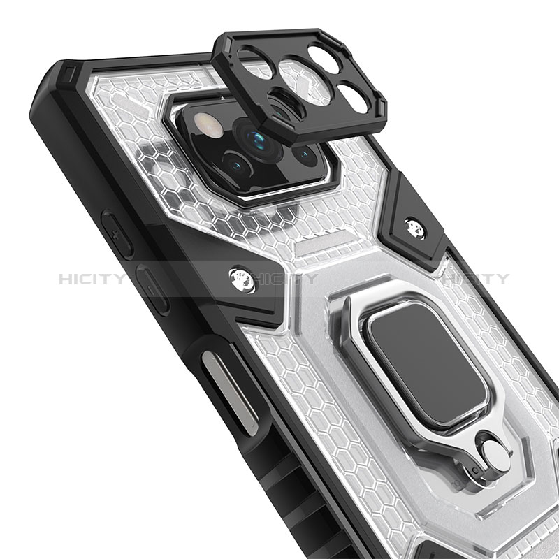 Funda Bumper Silicona y Plastico Mate Carcasa con Magnetico Anillo de dedo Soporte KC4 para Xiaomi Poco X3 NFC