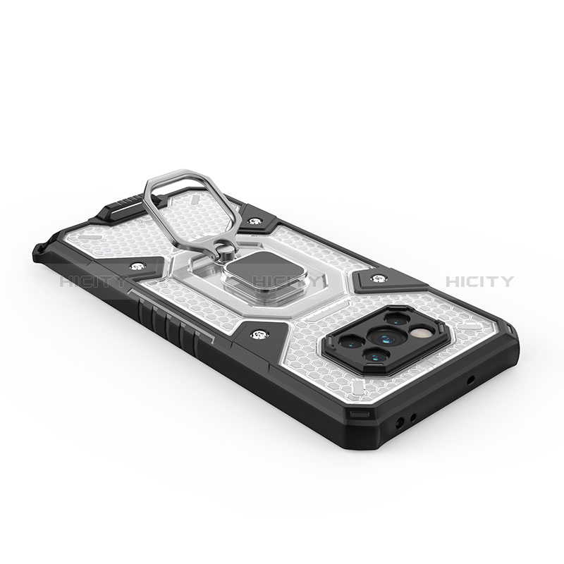 Funda Bumper Silicona y Plastico Mate Carcasa con Magnetico Anillo de dedo Soporte KC4 para Xiaomi Poco X3 Pro