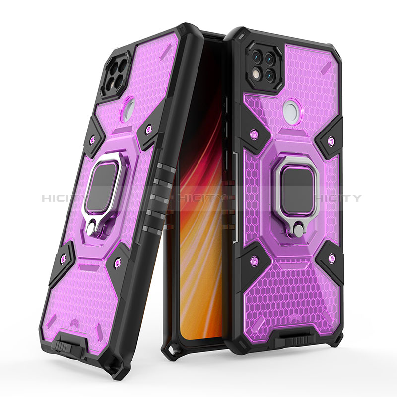 Funda Bumper Silicona y Plastico Mate Carcasa con Magnetico Anillo de dedo Soporte KC4 para Xiaomi Redmi 9 India