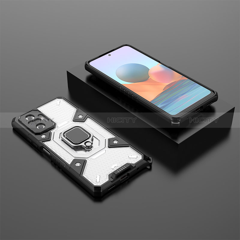 Funda Bumper Silicona y Plastico Mate Carcasa con Magnetico Anillo de dedo Soporte KC4 para Xiaomi Redmi Note 10 Pro 4G
