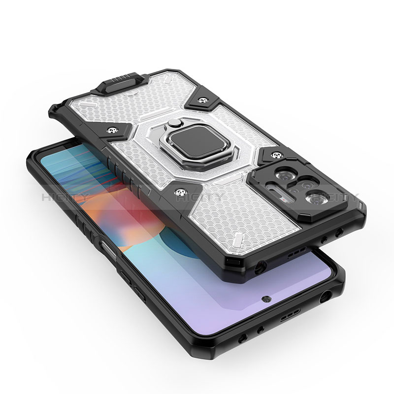 Funda Bumper Silicona y Plastico Mate Carcasa con Magnetico Anillo de dedo Soporte KC4 para Xiaomi Redmi Note 10 Pro 4G