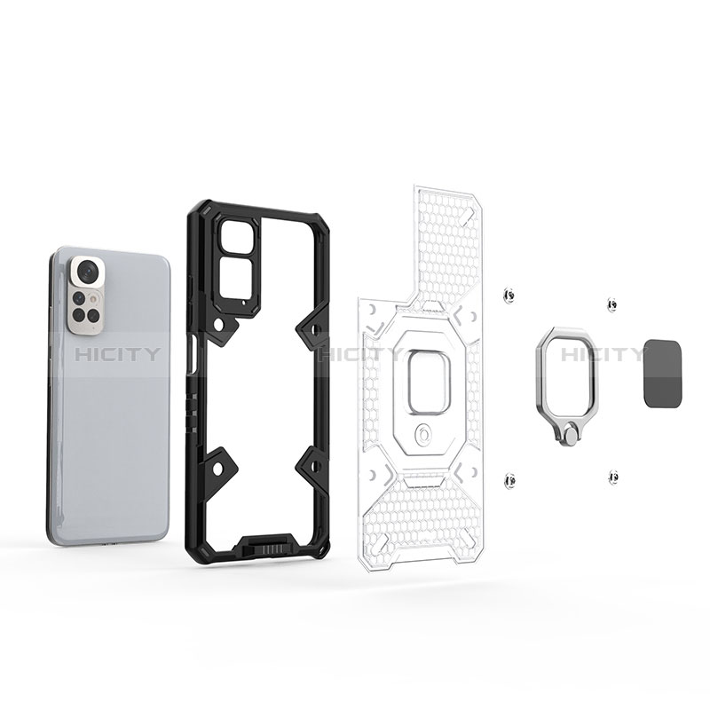 Funda Bumper Silicona y Plastico Mate Carcasa con Magnetico Anillo de dedo Soporte KC4 para Xiaomi Redmi Note 11 4G (2022)