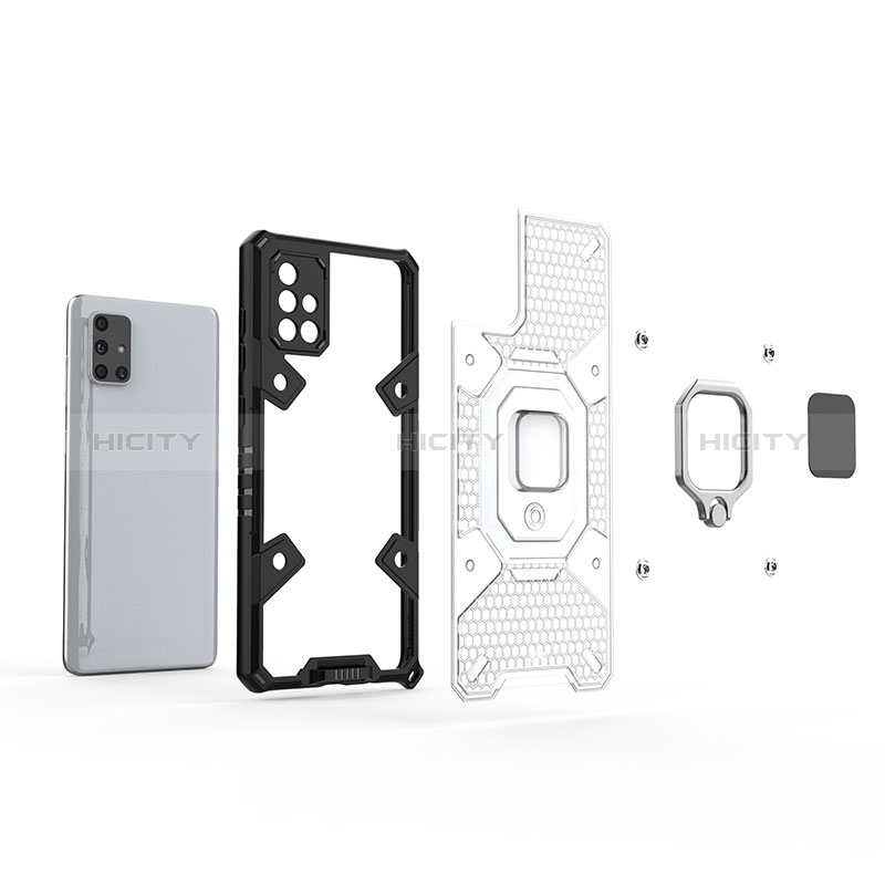 Funda Bumper Silicona y Plastico Mate Carcasa con Magnetico Anillo de dedo Soporte KC5 para Samsung Galaxy A71 4G A715