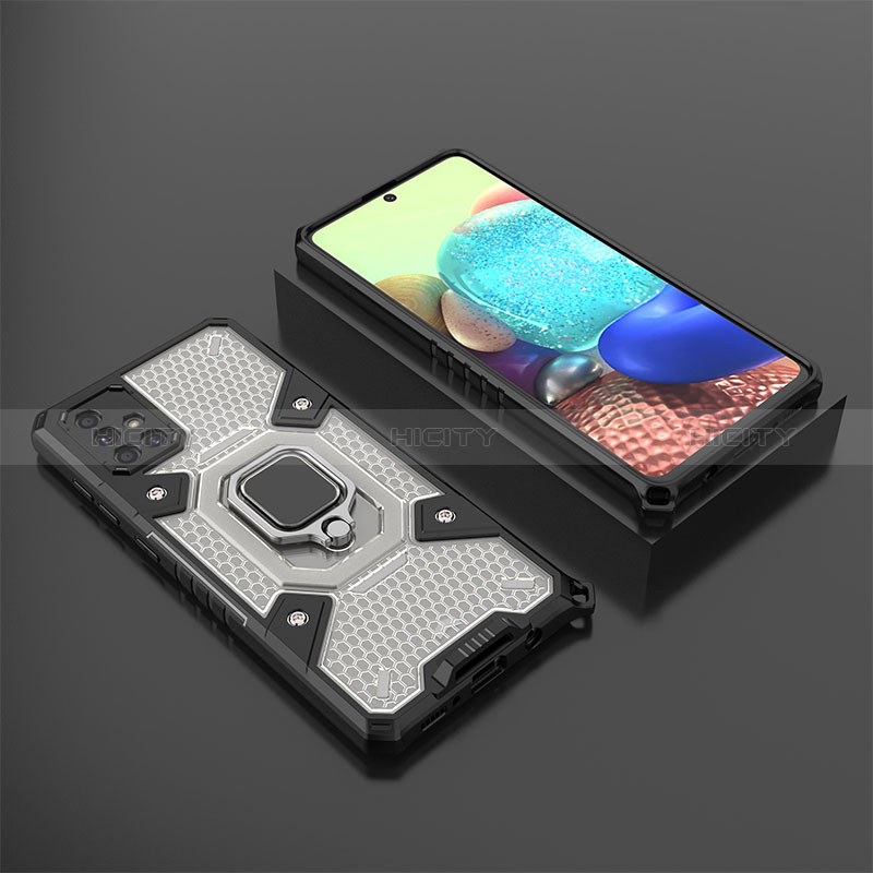 Funda Bumper Silicona y Plastico Mate Carcasa con Magnetico Anillo de dedo Soporte KC5 para Samsung Galaxy A71 5G