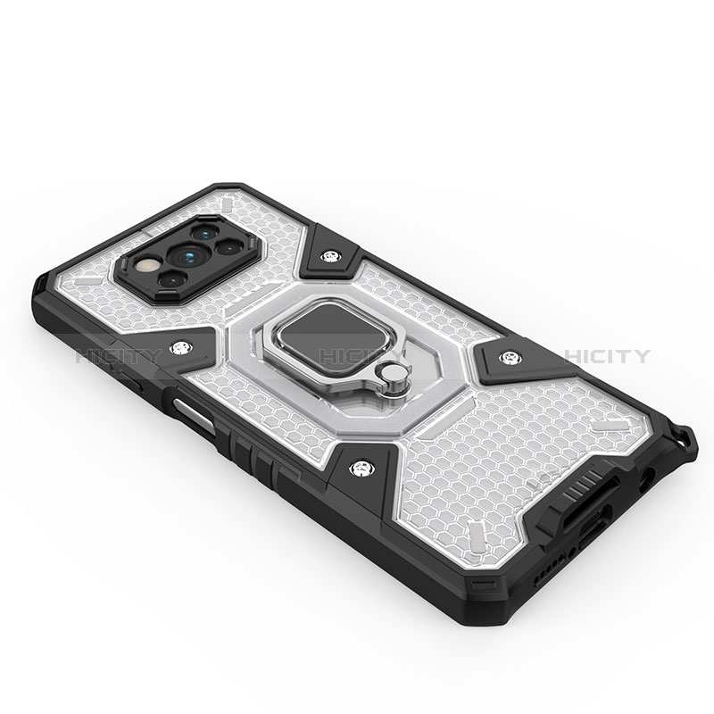 Funda Bumper Silicona y Plastico Mate Carcasa con Magnetico Anillo de dedo Soporte KC5 para Xiaomi Poco X3 NFC