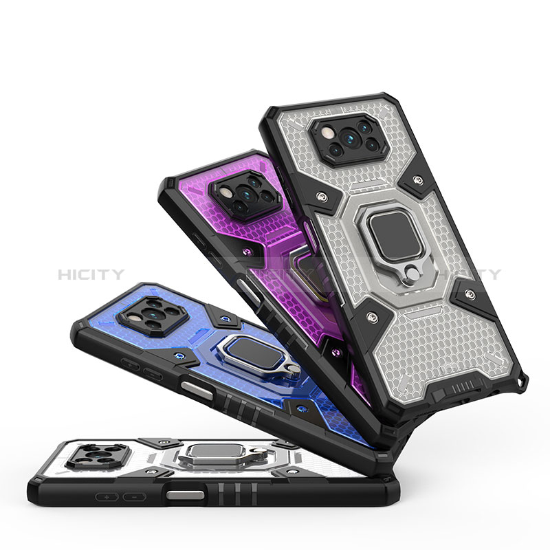 Funda Bumper Silicona y Plastico Mate Carcasa con Magnetico Anillo de dedo Soporte KC5 para Xiaomi Poco X3 NFC