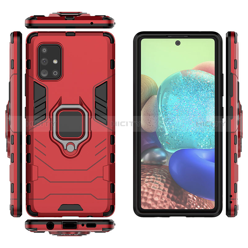 Funda Bumper Silicona y Plastico Mate Carcasa con Magnetico Anillo de dedo Soporte KC6 para Samsung Galaxy A71 4G A715