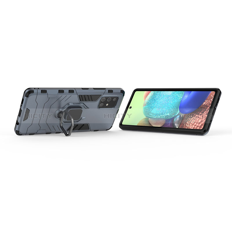 Funda Bumper Silicona y Plastico Mate Carcasa con Magnetico Anillo de dedo Soporte KC6 para Samsung Galaxy A71 4G A715